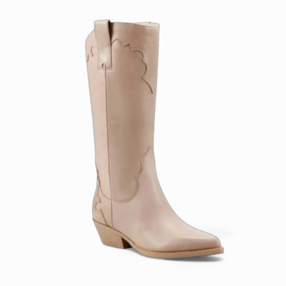 NEW Marc Fisher Taupe Western Cowboy Cowgirl Heeled Boots Sz 8